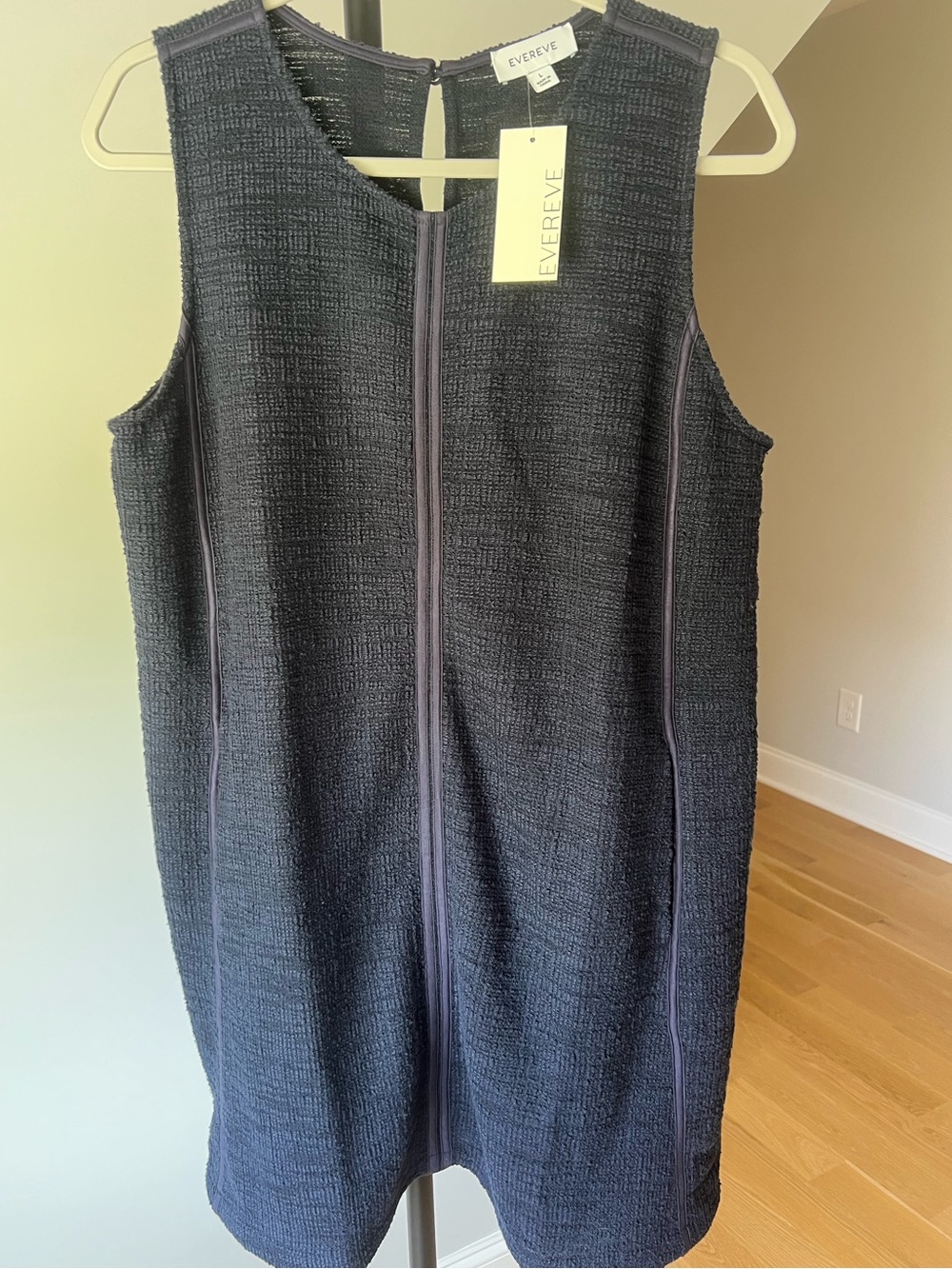 Evereve Navy Textured Sleeveless Shift Dress, Size Large NWT